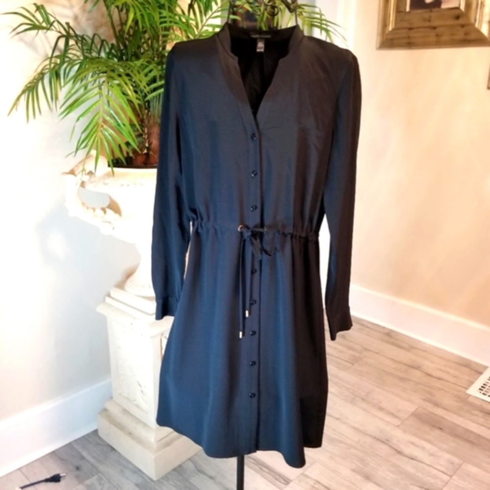 Eileen Fisher | Drawstring Waist Black Dress | Size: XXS.